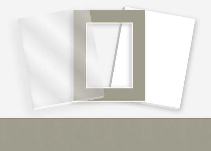 Pkg 145: Glass, Foamboard, and Mat #1002 (Mist Gray) with 2 inch Border