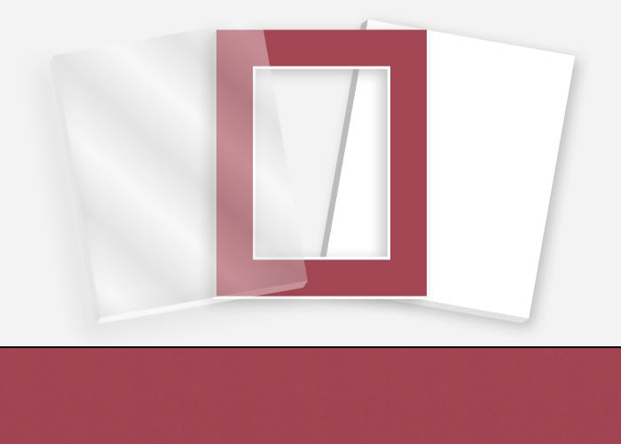 Pkg 114: Glass, Foamboard, and Mat #1023 (Crimson) with 2 inch Border