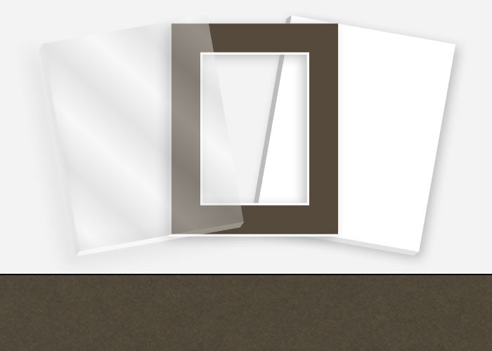 Pkg 162: Glass, Foamboard, and Mat #1033 (Dark Ash) with 2 inch Border