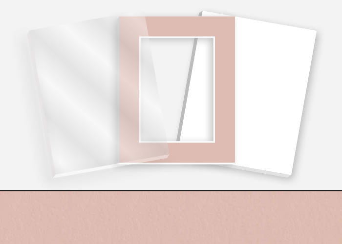 Pkg 106: Glass, Foamboard, and Mat #3314 (Limoge Pink) with 2 inch Border