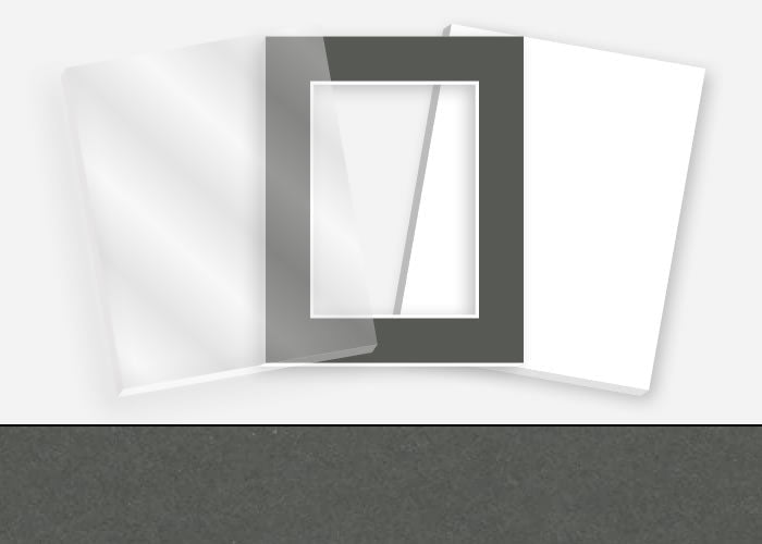 Pkg 161: Glass, Foamboard, and Mat #0924 (Dark Gray) with 2 inch Border