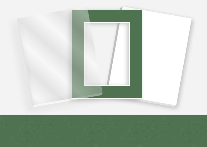 Pkg 058: Acrylic, Foamboard, and Mat #0939 (Dark Green) with 2 inch Border