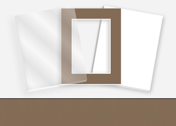 Pkg 130: Glass, Foamboard, and Mat #PW542  (Cognac) with 2 inch Border